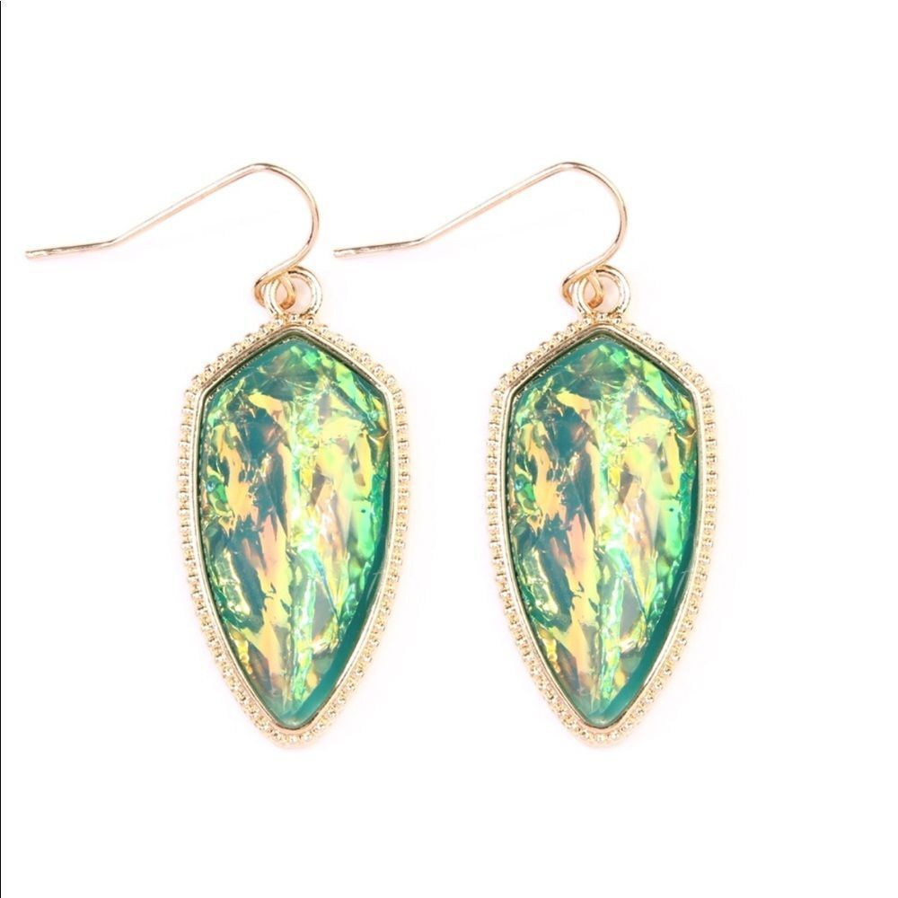Faceted Gem Earrings Fire Opal Turquoise Teardrop Jewelry